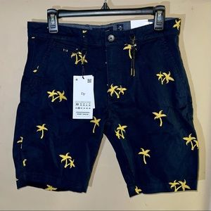 Denim & Flower power stretch shorts